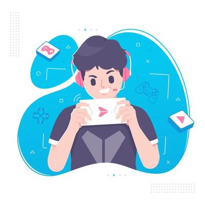 mobile gaming addict gamer character illustration background
