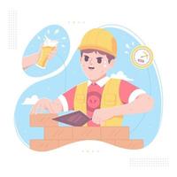 doping energy drink construction laborer background vector