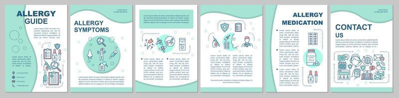 Allergy guide brochure template layout. Symptoms, treatment. Flyer, booklet, leaflet print design with linear illustrations. Vector page layouts for magazines, annual reports, advertising posters