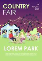 Country fair brochure template. Summer festival, carnival flyer, booklet, leaflet concept with flat illustrations. Vector page layout for magazine. Funfair, city event advertising invitation with text