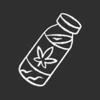 CBD drink chalk icon. Weed product. Cannabis industry. Ganja cocktail. Relaxing beverage. Bottle with herbal liquid. Marijuana legalization. Drug use. Isolated vector chalkboard illustration