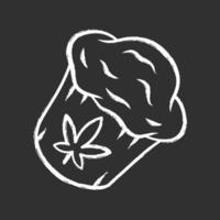 Cannabis cupcake chalk icon. Weed muffin. Homemade edible kit. Pie cooking. Hemp cookies. Marijuana legalization. Cannabis industry. Drug use. Isolated vector chalkboard illustration