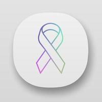 Awareness ribbon app icon. Public awareness to disability, medical conditions and health. Piece ribbon folded in loop. UI UX user interface. Web or mobile applications. Vector isolated illustrations