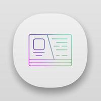 visitando corte, icono de la aplicación de tarjeta de visita. interfaz de usuario ui ux. aplicación web o móvil. empresario accesorio vector ilustración aislada. papel de información de contacto. atributo de marca