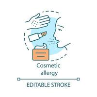 Cosmetic allergy concept icon. Allergic reaction to beauty products idea thin line illustration. Sensitivity to flavors and preservatives in makeup. Vector isolated outline drawing. Editable stroke