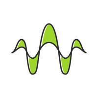 Green abstract overlapping waves color icon. Sound, audio, music rhythm wavy lines. Vibration, noise amplitude level. Abstract digital soundwave, waveform. Isolated vector illustration