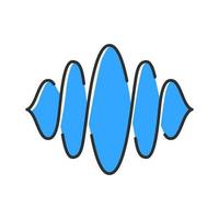 Abstract soundwave color icon. Sound, audio wave blue curves. Voice recording, vibration, noise level. Music rhythm, volume waveform. Energy flow amplitude. Isolated vector illustration