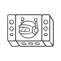 Game bot linear icon. Artificial intelligence software algorithms. Virtual reality. Non-player character. NPC. Thin line illustration. Contour symbol. Vector isolated outline drawing. Editable stroke