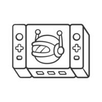 icono lineal del bot del juego. Algoritmos de software de inteligencia artificial. realidad virtual. personaje no jugador. npc. ilustración de línea delgada. símbolo de contorno dibujo de contorno aislado vectorial. trazo editable vector