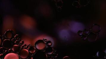 Abstract Colorful Food Oil Drops Bubbles and spheres Flowing on Water Surface, macro Videography video