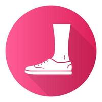 Trainers pink flat design long shadow glyph icon. Women and men stylish footwear. Unisex casual sneakers, modern comfortable tennis shoes. Male and female fashion. Vector silhouette illustration