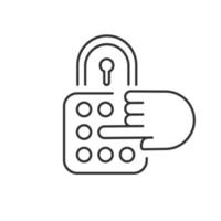 Combination lock linear icon. House security. Password, code, safe padlock. Home protection. Secured entry. Thin line contour symbols. Isolated vector outline illustration. Editable stroke