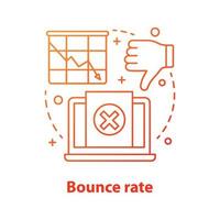 Bounce rate decreasing concept icon. SMM statistics, metrics. Audience growth rate. Sales conversion idea thin line illustration. Vector isolated outline drawing