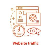 Website traffic concept icon. SMM, SEO metrics. Social media analytics idea thin line illustration. Audience growth, engagement, sales conversion rate. Vector isolated outline drawing