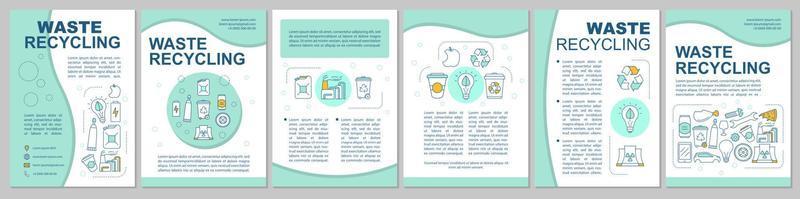 Waste recycling brochure template. Trash sorting. Flyer, booklet, leaflet print design with linear icons. Garbage management. Vector page layouts for magazines, annual reports, advertising posters