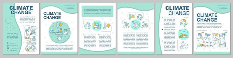 Climate change brochure template layout. Environmental issues. Flyer, booklet, leaflet print design with linear icons. Global warming. Vector page layouts for magazines, reports, advertising posters