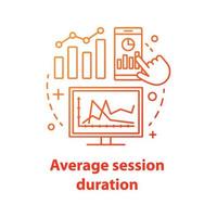 Average session duration concept icon. Web analytics idea thin line illustration. Website traffic. Sales conversion rate. Vector isolated outline drawing