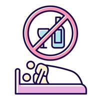 Sober sex color icon. Intimate relationship with male, female partner. Couple sexual activity. Healthy intercourse. No drinking, no alcohol for safe sex. Isolated vector illustration