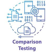 icono de concepto de prueba de comparación. Ilustración de línea delgada de idea de etapa de desarrollo de software. verificar la debilidad y la fuerza de su proyecto. programación de aplicaciones. dibujo de contorno aislado vectorial vector