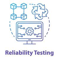 Reliability testing concept icon. Software development type idea thin line illustration. Application programming. Failure-free perfomance. IT project. Vector isolated outline drawing