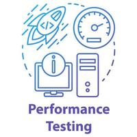 Perfomance testing concept icon. Software development idea thin line illustration. Application programming. App operation speed and workflow efficiency. Vector isolated outline drawing