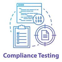 Compliance testing concept icon. Software development stage idea thin line illustration. Conformance testing. Application programming. System check. Vector isolated outline drawing