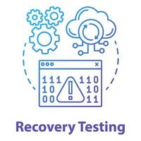 Recovery testing concept icon. Software development managment idea thin line illustration. Crash test. Program workflow, app perfomance. IT project. Vector isolated outline drawing