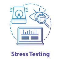 icono de concepto de prueba de estrés. Ilustración de línea delgada de idea de etapa de desarrollo de software. Verificación de la estabilidad y confiabilidad de la aplicación. proyecto. dibujo de contorno aislado vectorial vector