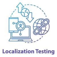 Localization testing concept icon. Software development stage idea thin line illustration. Application programming, IT project management. Customizing app. Vector isolated outline drawing