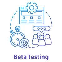 Beta testing concept icon. Software development stage idea thin line illustration. Application perfomance verification. IT project managment. App coding. Vector isolated outline drawing