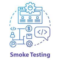 Smoke testing concept icon. Software development stage idea thin line illustration. Build verification testing. Application programming. IT project management. Vector isolated outline drawing