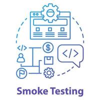 Smoke testing concept icon. Software development stage idea thin line illustration. Build verification testing. Application programming. IT project management. Vector isolated outline drawing