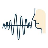 Curvy soundwave color icon. Standart voice frequency idea. Human speech wavy amplitude. Sound producing scheme. Voice command. Conversation, talking, chat. Isolated vector illustration