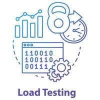 icono de concepto de prueba de carga. Ilustración de línea delgada de idea de etapa de desarrollo de software. rendimiento del sistema en diferentes condiciones. pruebas no funcionales. dibujo de contorno aislado vectorial vector