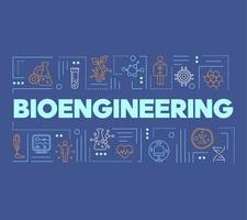 Banner de conceptos de palabra de bioingeniería. biotecnología. biología molecular, ingeniería biomédica. presentación, sitio web. idea de tipografía de letras aisladas con iconos lineales. ilustración de contorno vectorial vector