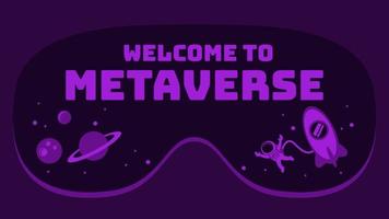 texto animado e ilustración de bienvenido al metaverso. adecuado para cualquier contenido sobre informática, tecnología, ciencia ficción, aventura espacial, etc. video