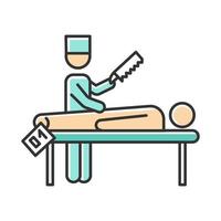 Autopsy color icon. Disambiguation. Post-mortem examination. Deceased patient. Corpse with tag. Body in morgue. Death cause. Medical forensic procedure. Pathologist. Isolated vector illustration