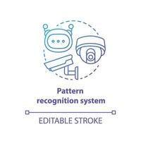 Pattern recognition system blue gradient concept icon. Robotic surveillance idea thin line illustration. Innovative cctv cameras. Future electronics. Vector isolated outline drawing. Editable stroke