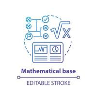 Mathematical base blue gradient concept icon. Calculations idea thin line illustration. Combination of numbers, digits. Arithmetic, numerical system. Vector isolated outline drawing. Editable stroke