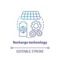 icono de concepto de gradiente azul de tecnología de recarga. ilustración de línea delgada de idea de baterías de sol. acumuladores modernos, unidades de potencia. fuente de energía innovadora. dibujo de contorno aislado vectorial. trazo editable vector