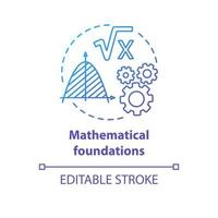 Mathematical foundations blue gradient concept icon. Calculations base idea thin line illustration. Combination of numbers, digits. Numerical system. Vector isolated outline drawing. Editable stroke