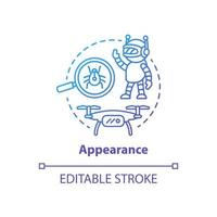 Appearance blue gradient concept icon. Robots and electronic devices idea thin line illustration. Modern gadgets, creations. Innovative design. Vector isolated outline drawing. Editable stroke