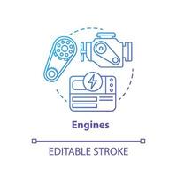 Engines blue gradient concept icon. Power source idea thin line illustration. Modern motors, mechanisms. Innovative energy sources. Vector isolated outline drawing. Editable stroke