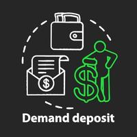 Savings chalk concept icon. Demand deposit idea. Available funds, finances. Regular, everyday bank account for withdrawal. Financial services. Vector isolated chalkboard illustration