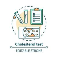 Cholesterol level test concept icon. Checking fat blocked arteries idea thin line illustration. Monitoring atherosclerosis disease symptoms. Vector isolated outline drawing. Editable stroke