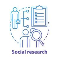 Social research concept icon. Sociology idea thin line illustration. Sociological quantitative analysis. Social poll, survey. Candidate sourcing. Vector isolated outline drawing