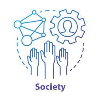 Society concept icon. Community, social integration and relations idea thin line illustration. Social responsibility, solidarity and tolerance. Vector isolated outline drawing