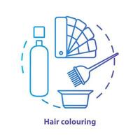 Hair colouring blue concept icon. Hair highlighting and dyein idea thin line illustration. Hairdresser salon, hairstylist parlor. Blue gradient vector isolated outline drawing. Editable stroke