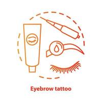 icono de concepto azul de tatuaje de ceja. teñido de cejas y pestañas, ilustración de línea delgada de idea de maquillaje permanente. microblading dibujo de contorno aislado del vector degradado rojo. trazo editable