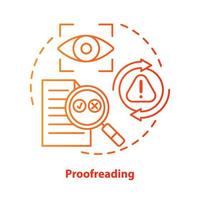 Proofreading red concept icon. Text editing, correction process idea thin line illustration. Checking grammar, punctuation. Copyediting written work. Vector isolated outline drawing. Editable stroke